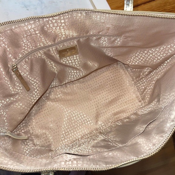 Kate Spade Camellia Street Sophie Polka Dot Embossed Gold Tote Bag Purse Handbag - Picture 6 of 8